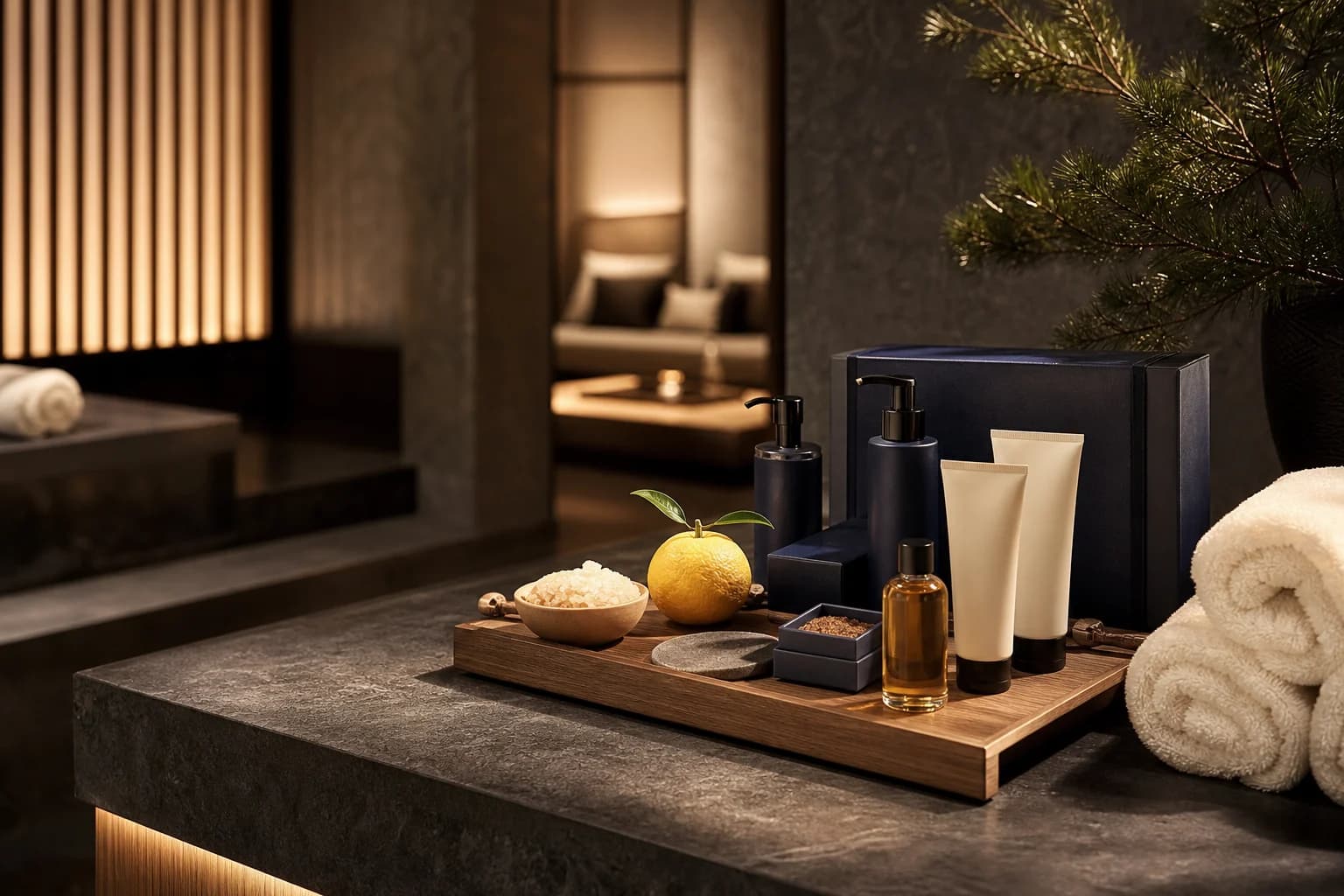 Japanese spa amenities prepared for premium hospitality buyers